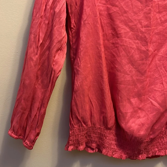 Attention beaded balloon long sleeve Rayon V neck blouse Sz L - Picture 13 of 14